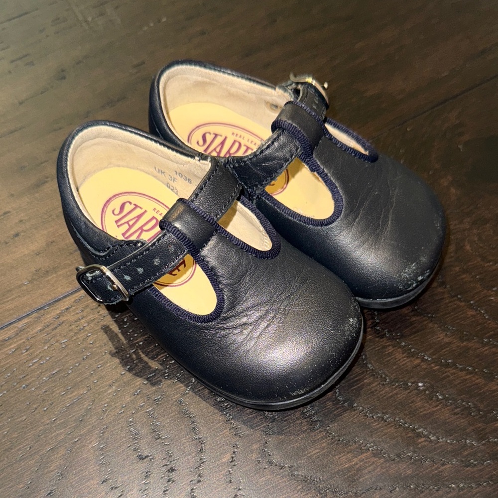 Start Rite Leather Navy Kids T-Strap Dress Shoes